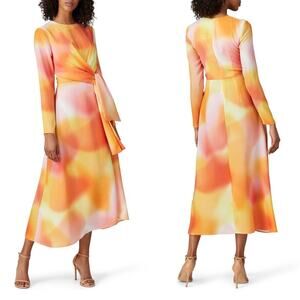 C/MEO Collective Orange Sherbet‎ Blindfold Dress Bow Front Ling Sleeve Chiffon 4